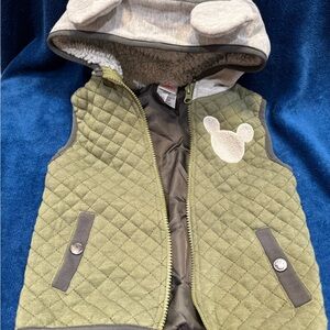 Disney Quilted Vest with Ears - Olive and Charcoal
